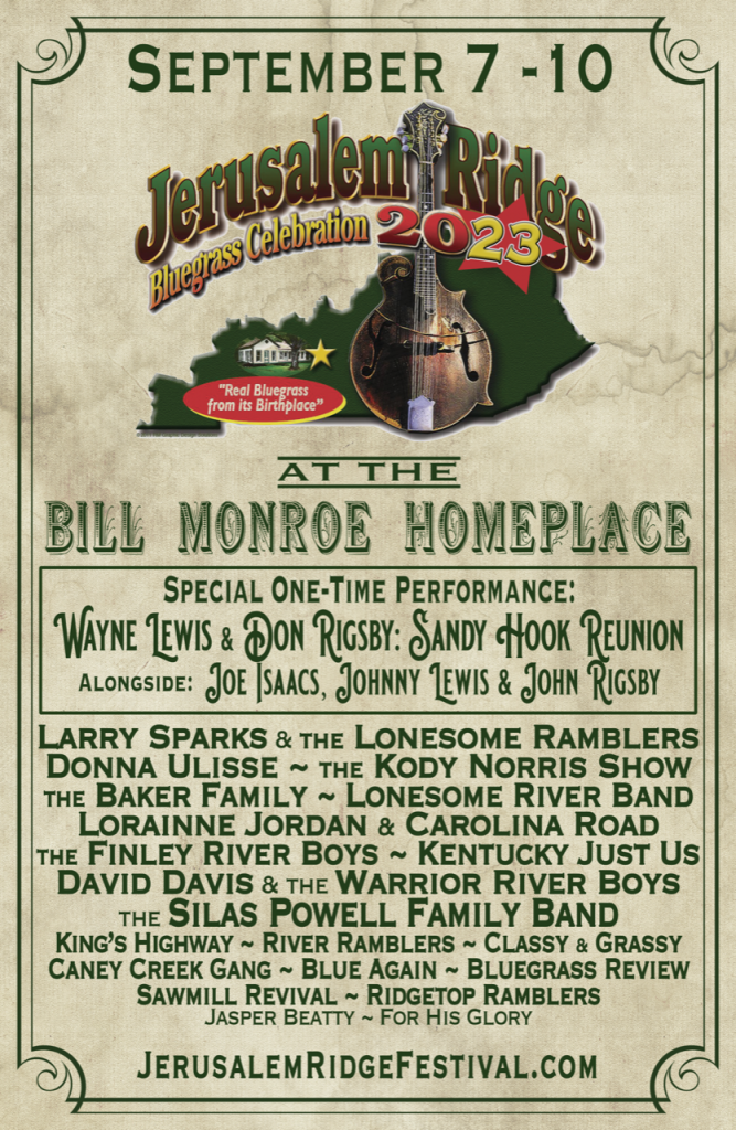 Lineup Poster Jerusalem Ridge Bluegrass Festival