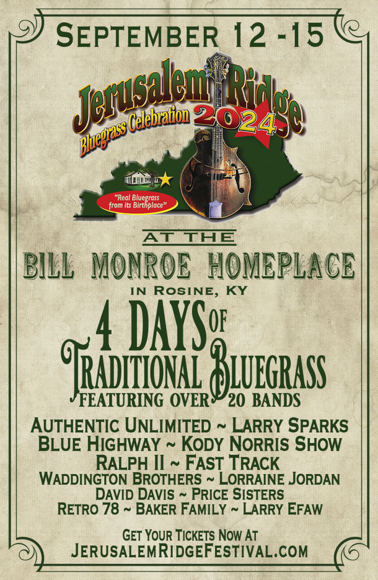 Lineup Poster Jerusalem Ridge Bluegrass Festival